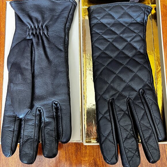 Brown quilted leather Michael Kors Gloves. Size M. - Picture 3 of 11